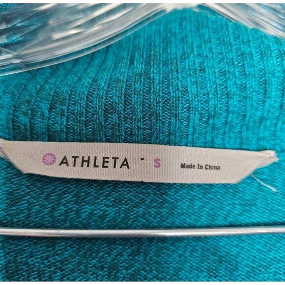 Athleta Teal Shawl Collar Sweater Dress Long Sleeve Zipper Size Small - Picture 9 of 9